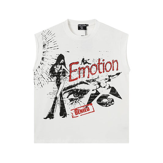 MIXED EMOTION Rhinestone Graphic Sleeveless T-Shirt — hero
