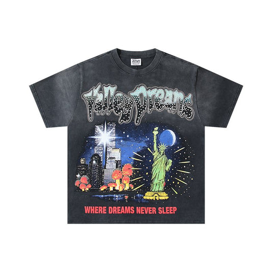 VALE USA Washed Black Rhinestone Graphic T-Shirt — hero