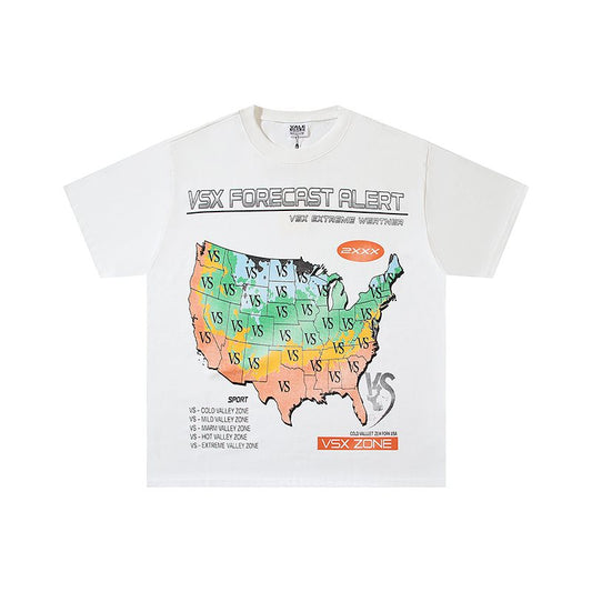 VALE USA Forecast Alert Weather Map Graphic T-Shirt — hero