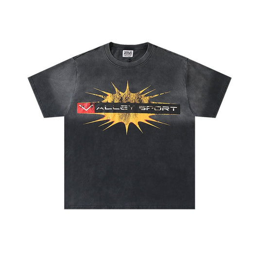 VALE USA Washed Charcoal Sport Crest Graphic T-Shirt — hero