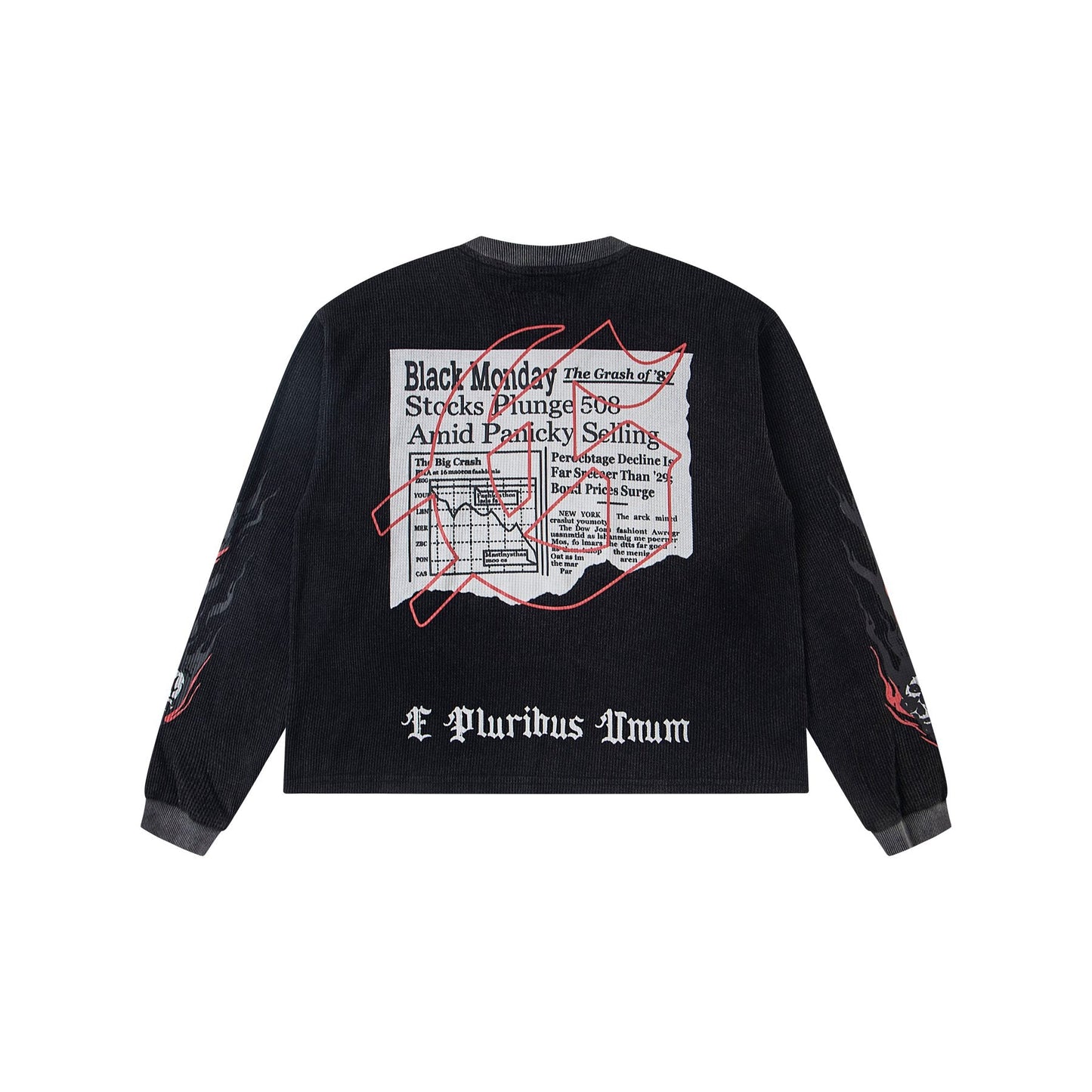 Godspeed Newspaper Skull Graphic Long-Sleeve T-Shirt — back