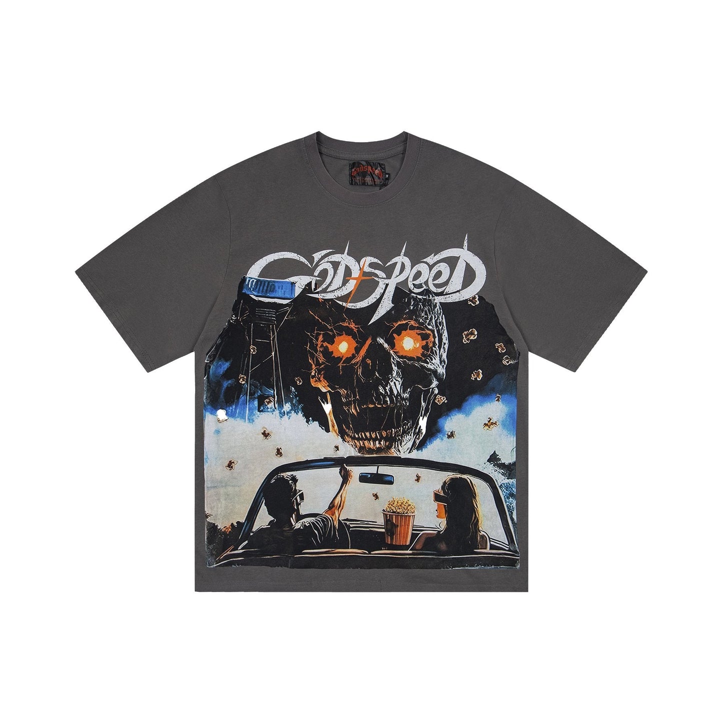 Godspeed Skull & Car Graphic Short-Sleeve T-Shirt — front