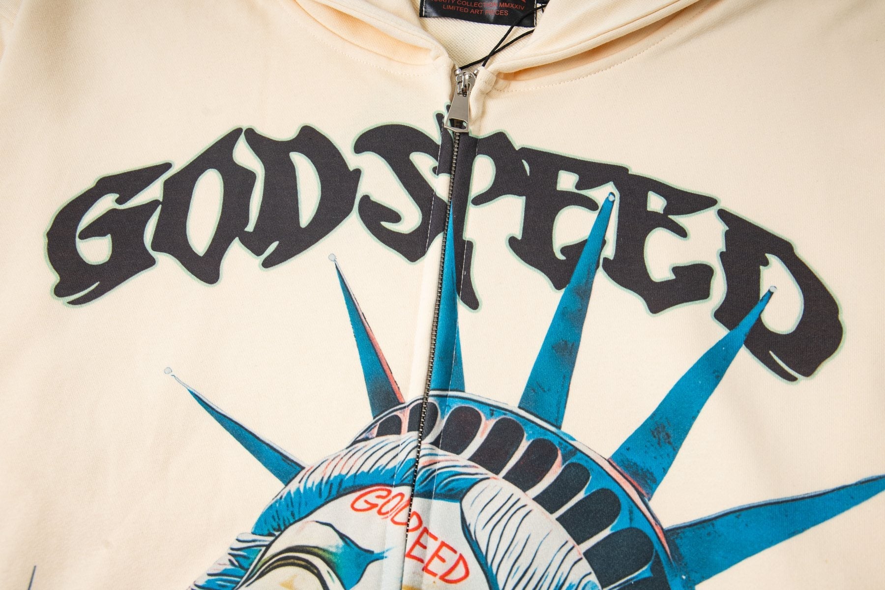 Godspeed Statue of Liberty Sun-Eye Zip Hoodie — detail