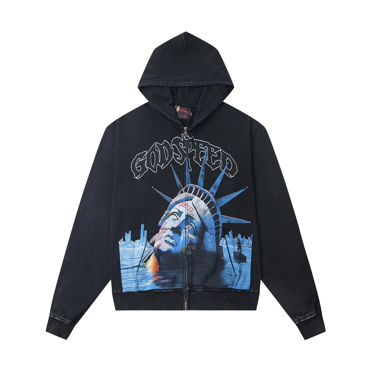 Godspeed Statue of Liberty Sun-Eye Zip Hoodie — front