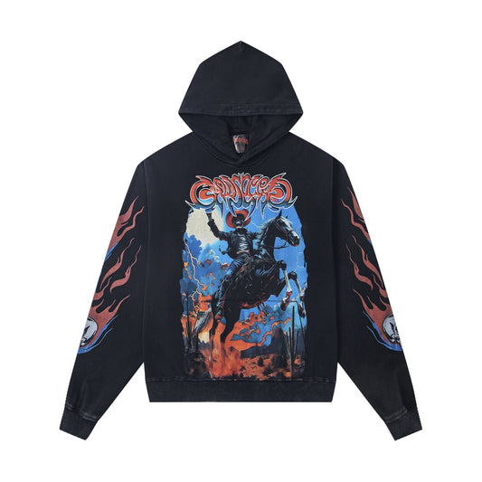 Godspeed Out of My Mind Cowboy Flame Graphic Hoodie — hero