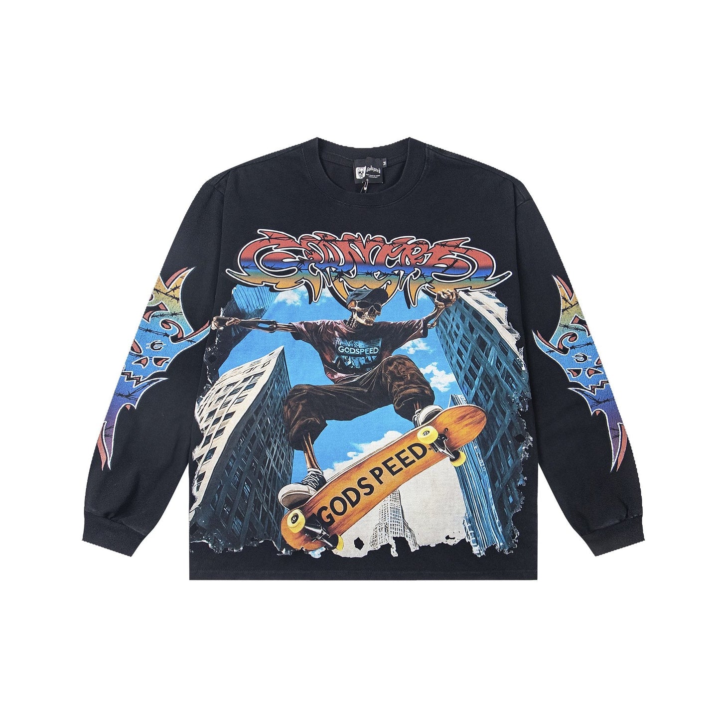 Godspeed White Ink Graphic Long-Sleeve T-Shirt — front