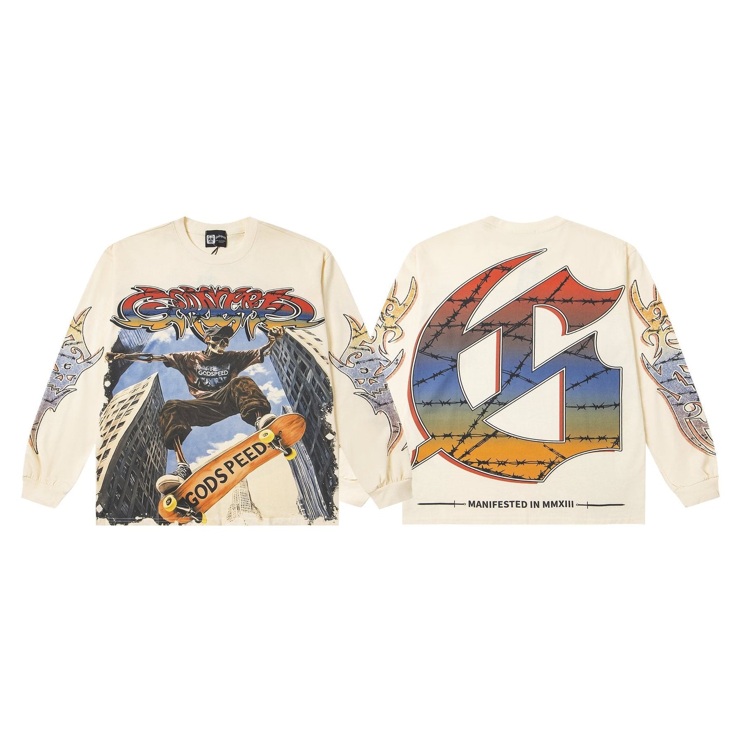 Godspeed White Ink Graphic Long-Sleeve T-Shirt — front