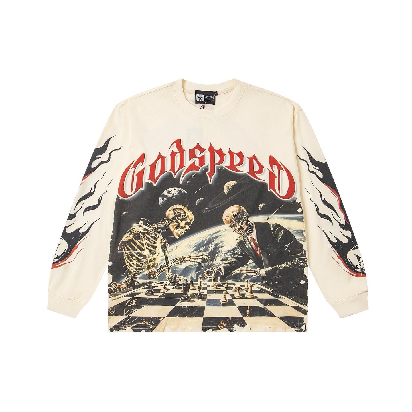 Godspeed Skeleton Chess Graphic Long-Sleeve T-Shirt — front