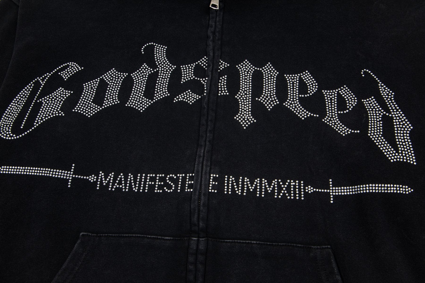 Godspeed Washed Gothic Graphic Full-Zip Hoodie — detail