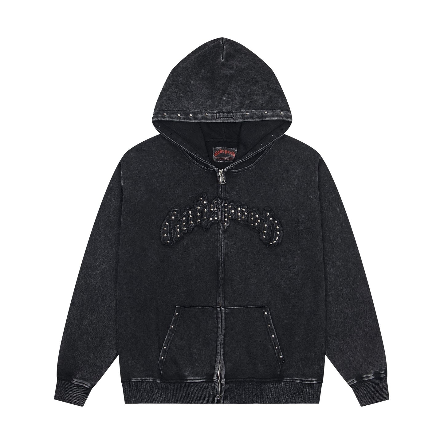 Godspeed Rhinestone-Style Zip Hoodie — front