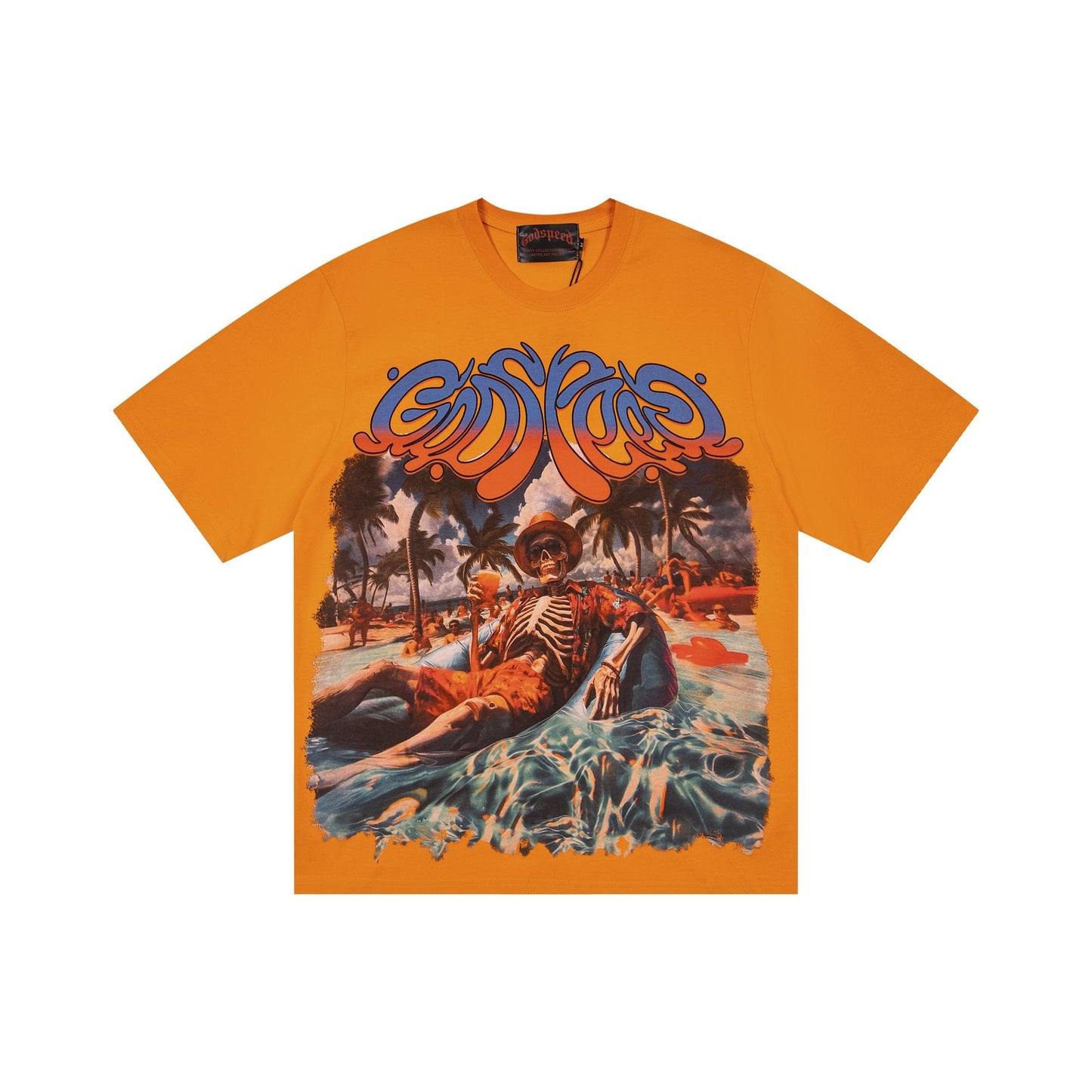 Godspeed Beach Skeleton Graphic T-Shirt — hero