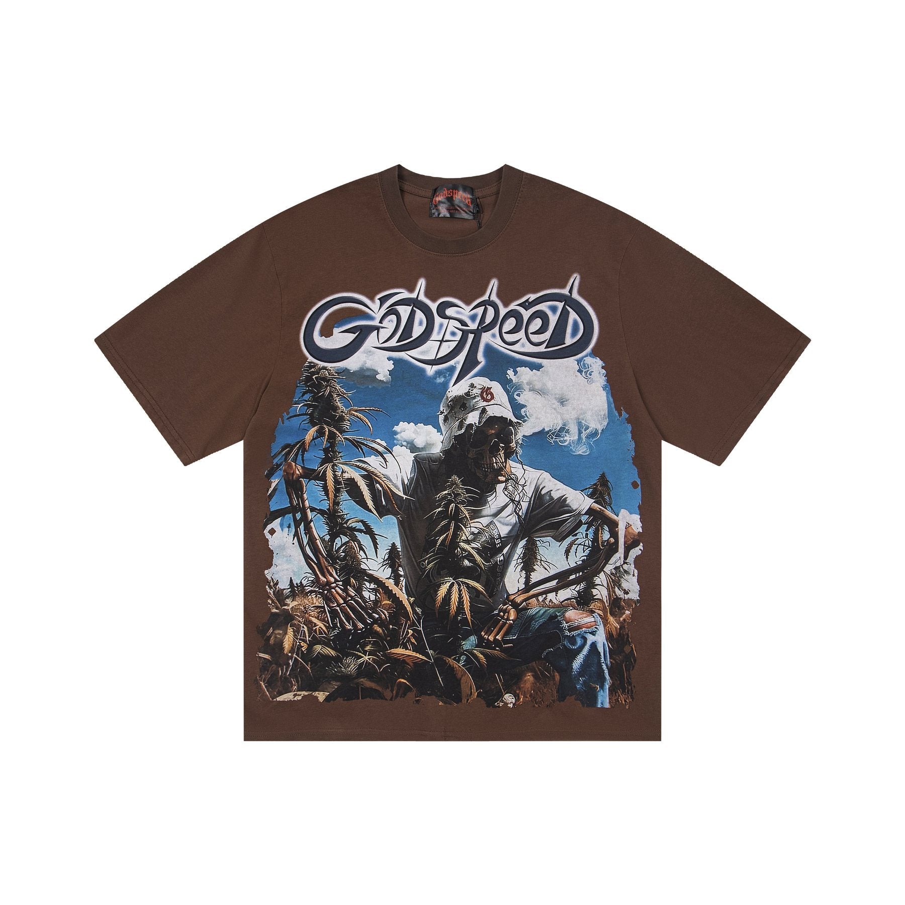 Godspeed It's Legalized Skeleton Palm Graphic T-Shirt — front