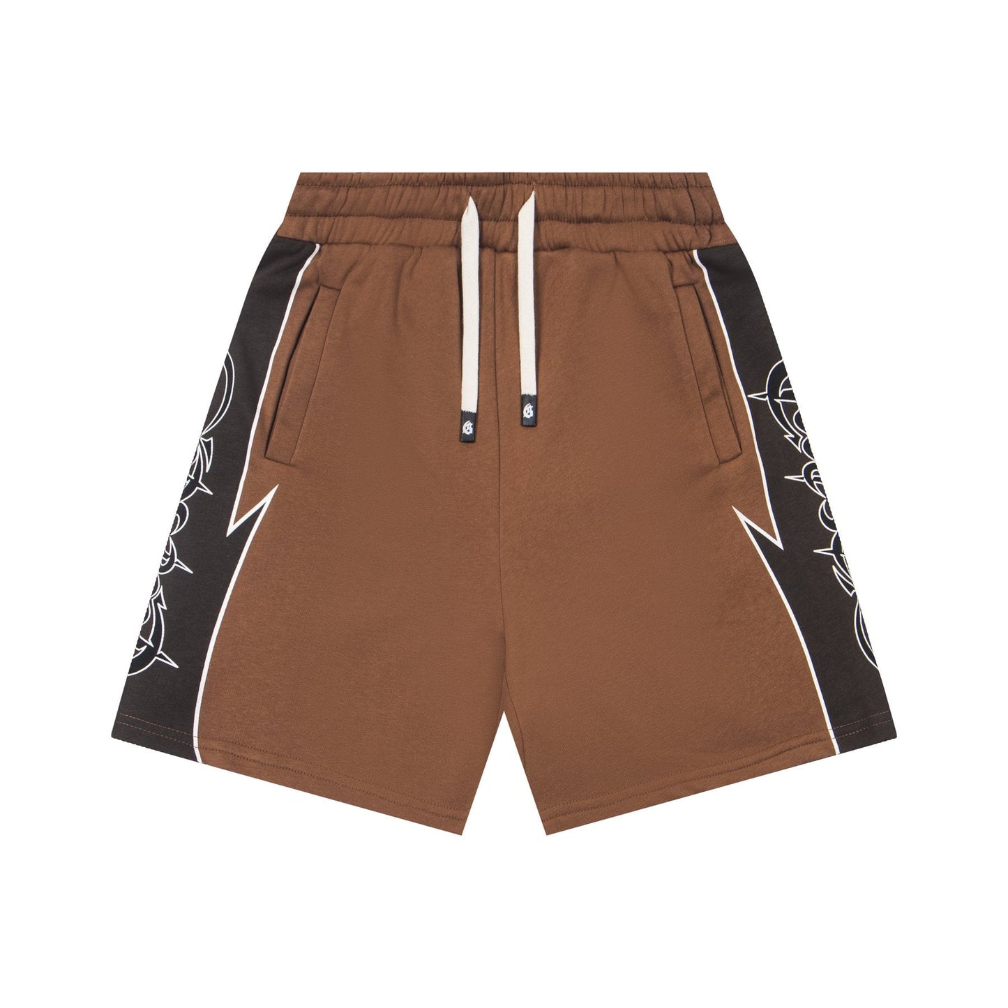 Godspeed Printed Side-Panel Drawstring Shorts — front