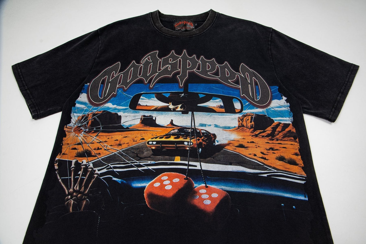 Godspeed Car & Dice Graphic T-Shirt — detail