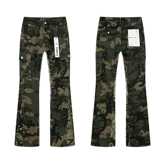 Purple Brand Green Camo Cargo Pants — hero
