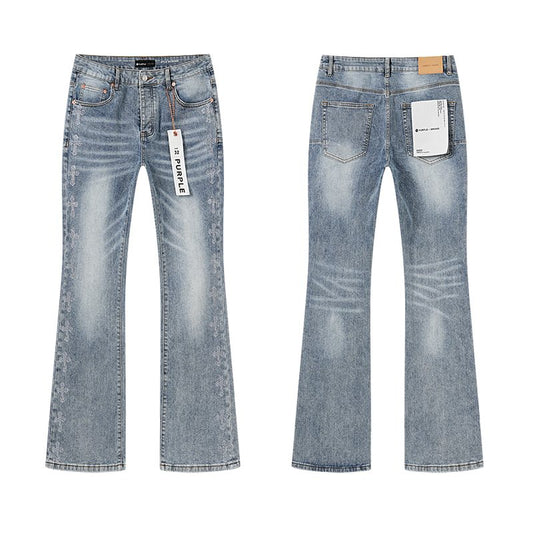 Purple Brand Light Blue Rhinestone Flared Jeans — hero