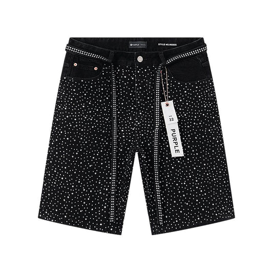 Purple Brand Rhinestone Denim Shorts — hero