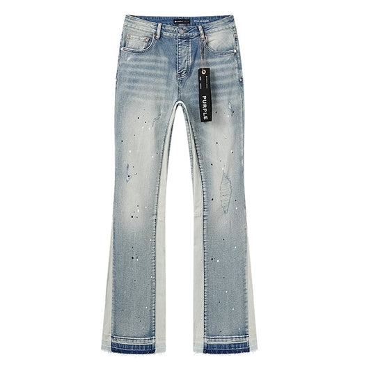 Purple Brand Light Blue Paint-Splatter Distressed Jeans — hero