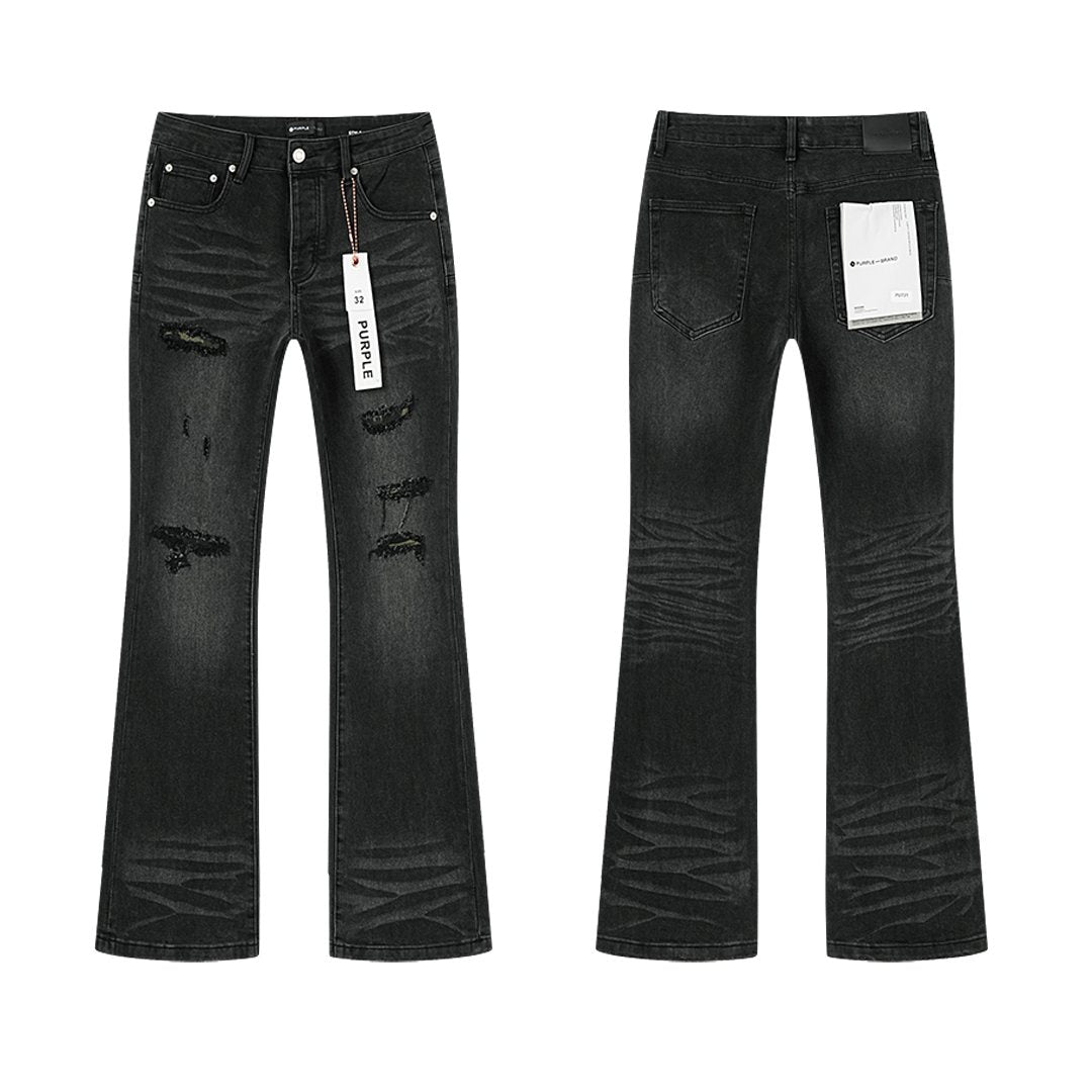 Purple Brand Distressed Washed Flare Jeans — hero