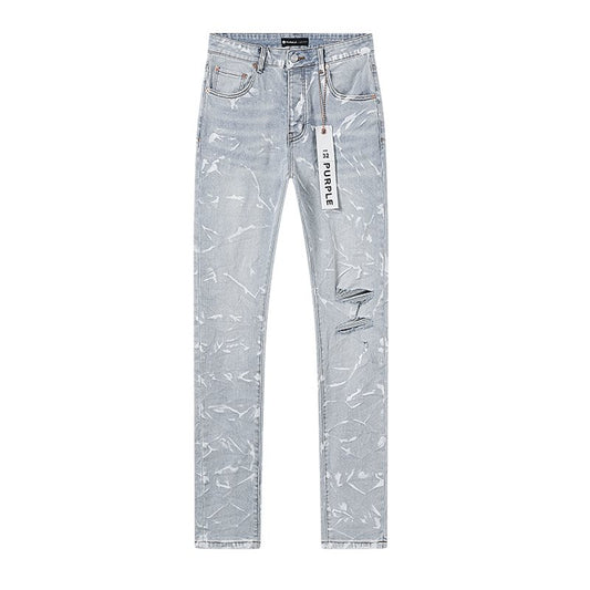 Purple Brand Light Blue Distressed Paint-Mark Jeans — hero