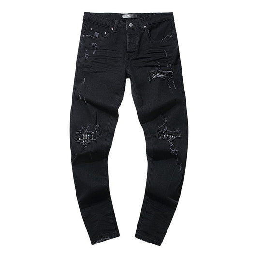 AMIRI Black Distressed Moto Panel Jeans — hero