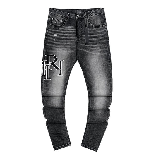 AMIRI Washed Black Embroidered Jeans — hero