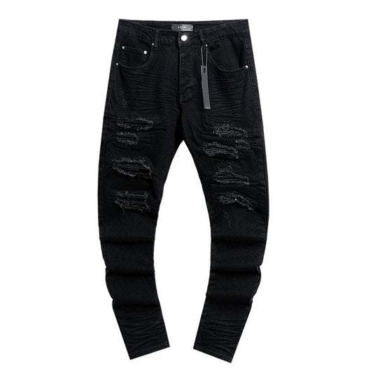 AMIRI Black Distressed Moto Jeans — hero
