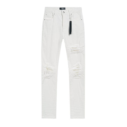 AMIRI White Distressed Ribbed Panel Jeans — hero