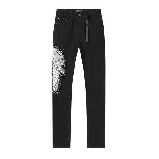 AMIRI Rhinestone-Style Side Graphic Black Jeans — hero