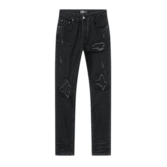 AMIRI Black Distressed Ribbed Knee Jeans — hero