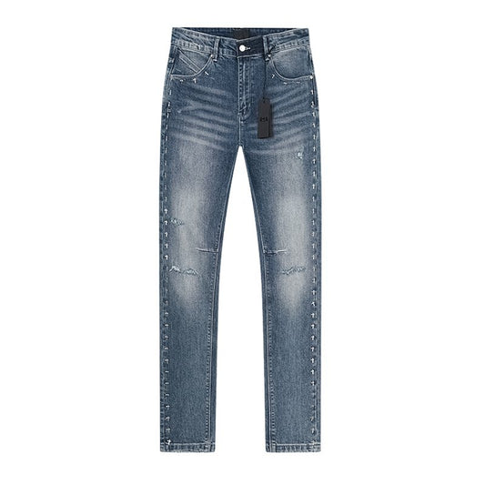 R+A Studded Distressed Blue Jeans — hero