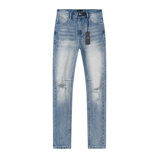 R+A Washed Distressed Jeans - Light Blue — hero