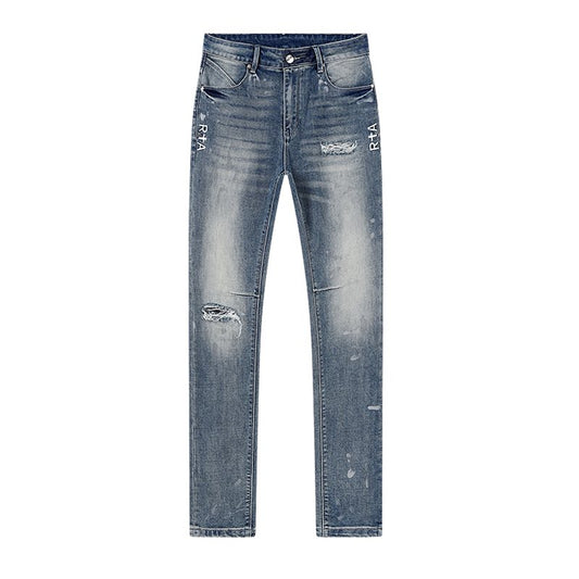 R+A Washed Distressed Graphic Jeans — hero