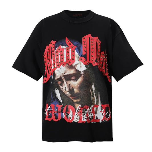 RARE PEACE Mad World Graphic Short-Sleeve T-Shirt — hero