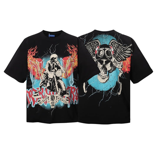 R3BEL Rider Motorcycle Skull Graphic T-Shirt — hero