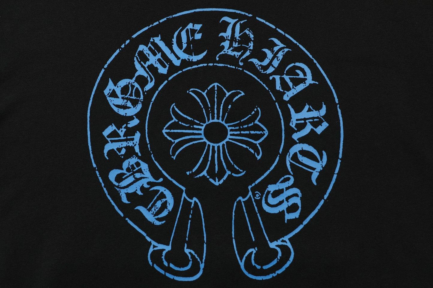 Chrome Hearts Blue Sanskrit Cross Zip Hoodie — detail