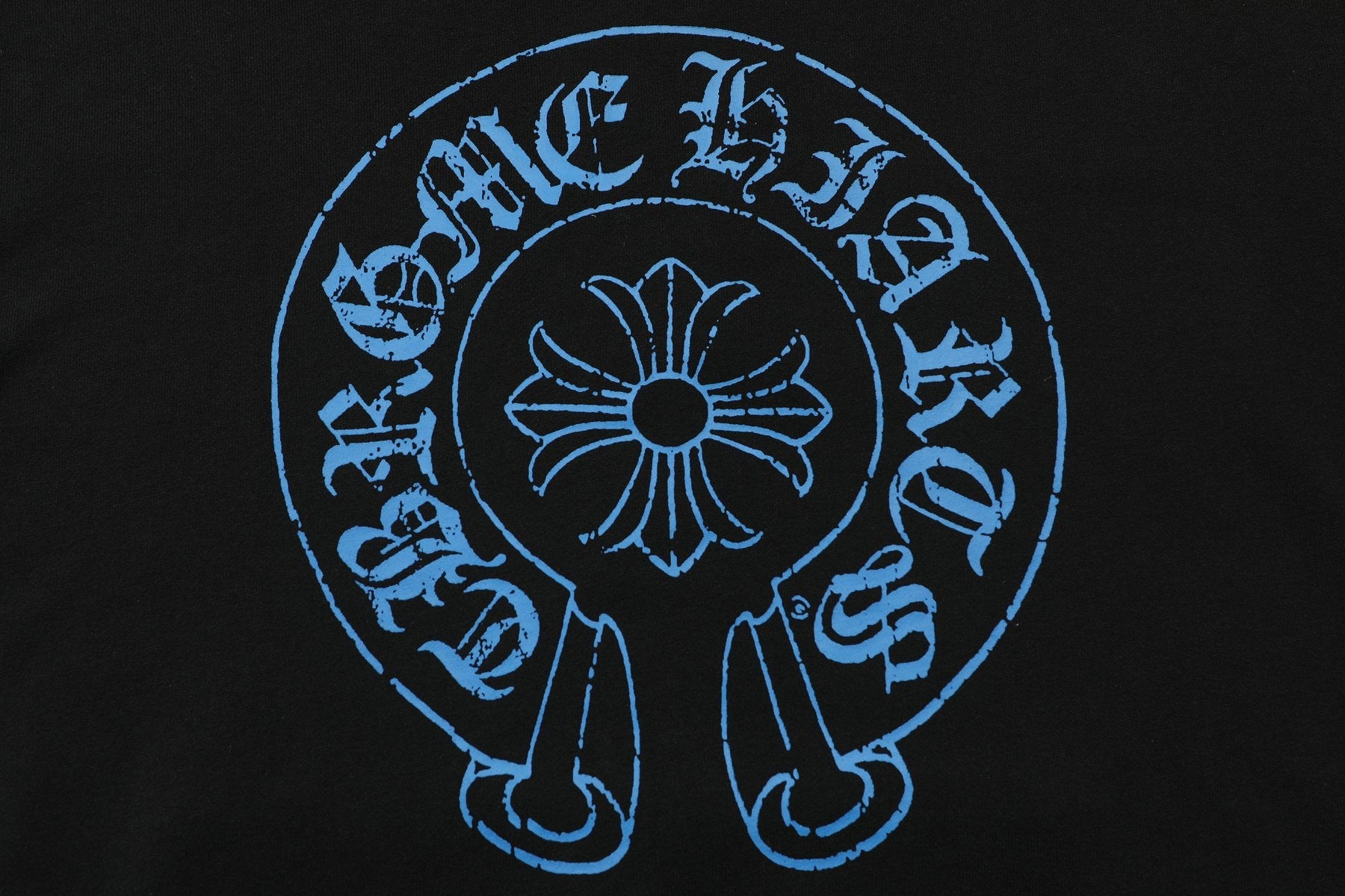 Chrome Hearts Blue Sanskrit Cross Zip Hoodie — detail
