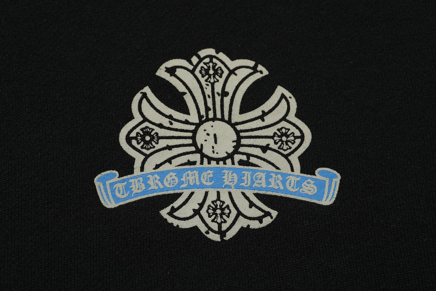 Chrome Hearts Blue Sanskrit Cross Zip Hoodie — detail