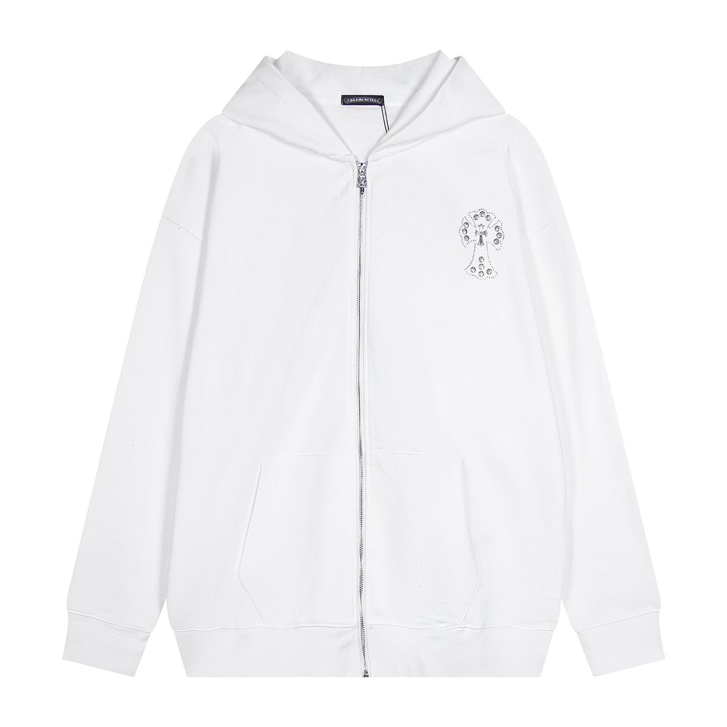 Chrome Hearts Floral Cross Graphic Full-Zip Hoodie — front