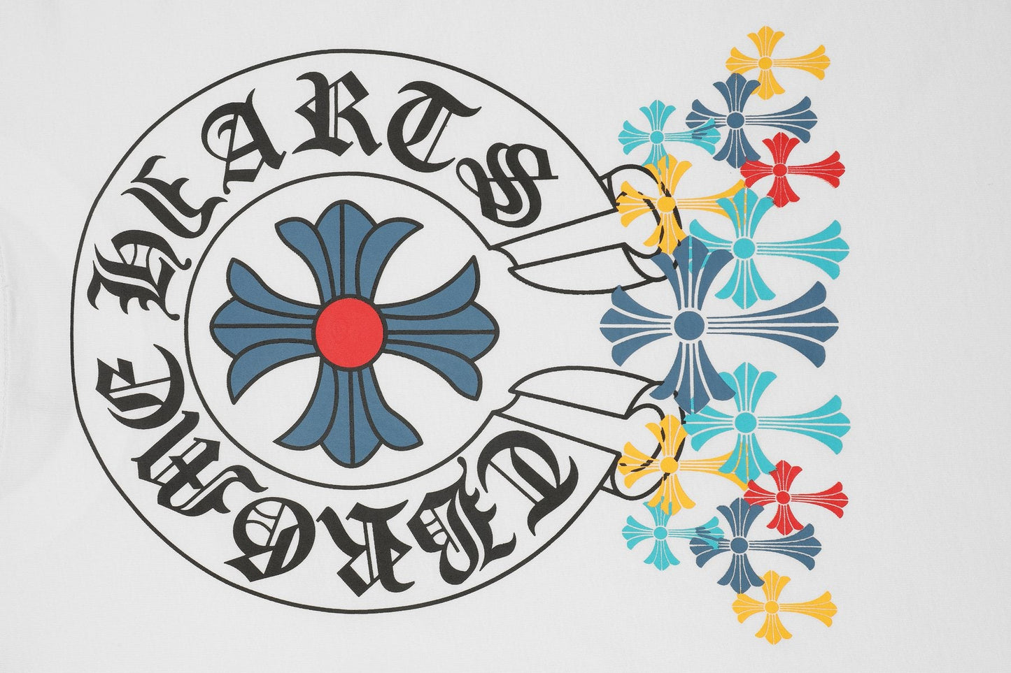 Chrome Hearts Rainbow Floral Cross Graphic T-Shirt — detail