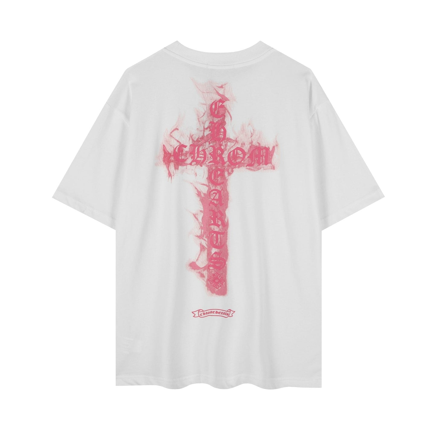 Chrome Hearts Pink Flame Cross Graphic T-Shirt — back