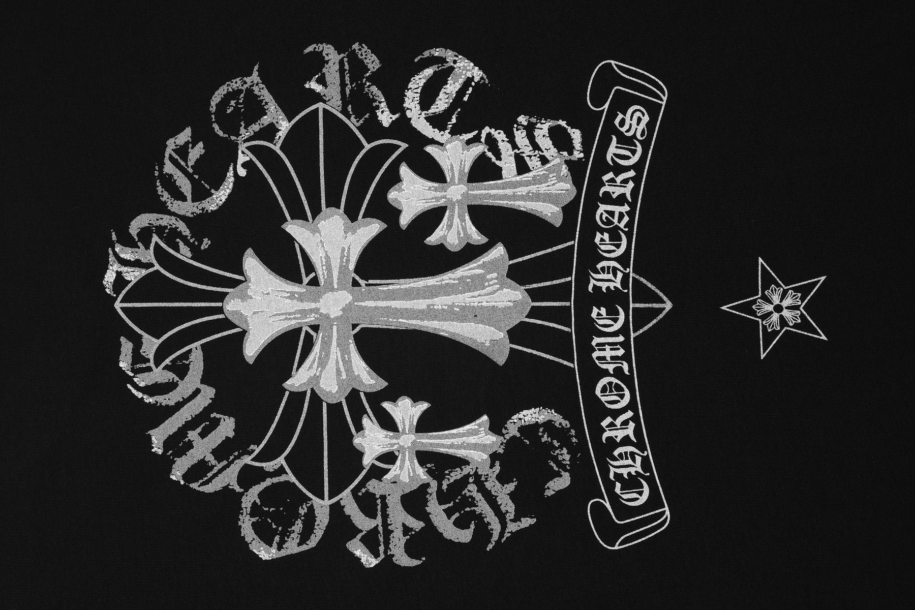 Chrome Hearts Reflective Silver Cross Graphic T-Shirt — detail