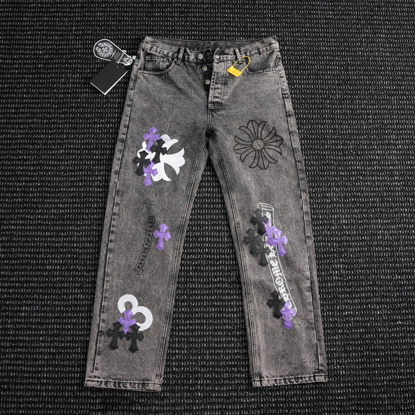 Chrome Hearts Gray Graphic Washed Jeans — hero