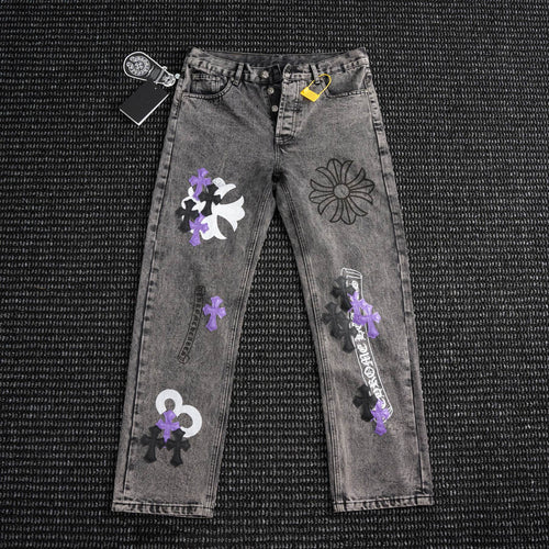 Chrome Hearts Gray Graphic Washed Jeans — hero