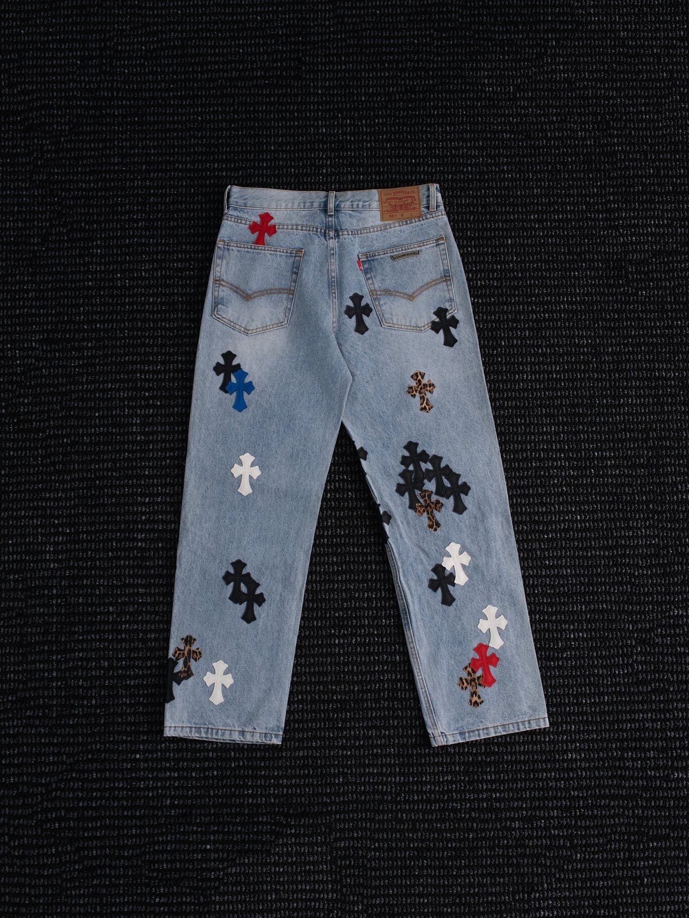 Chrome Hearts Light Blue Cross Patch Jeans — back
