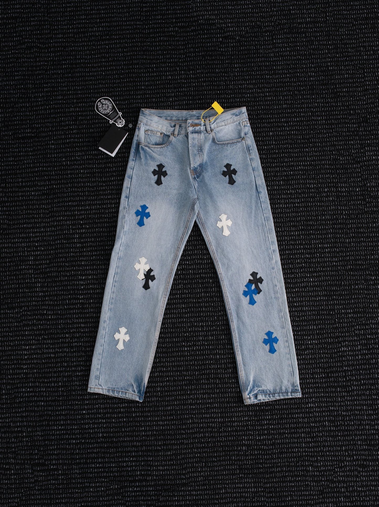 Chrome Hearts Cross Patch Light Blue Denim Jeans — hero