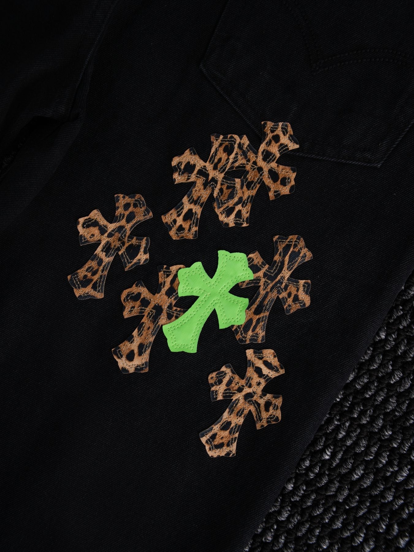 Chrome Hearts Leopard Cross Graphic Denim Pants — detail
