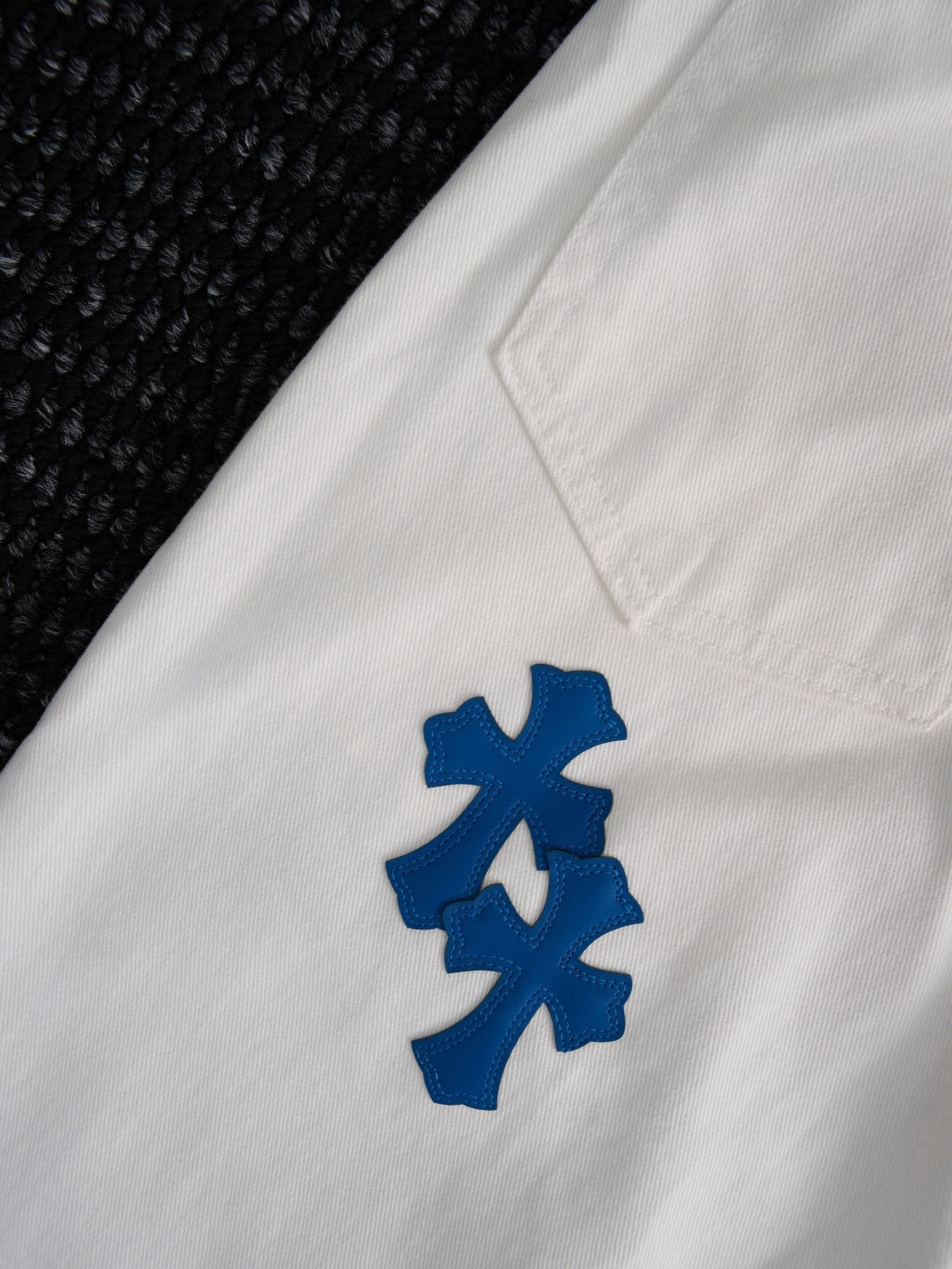 Chrome Hearts White Cross Patch Jeans — detail