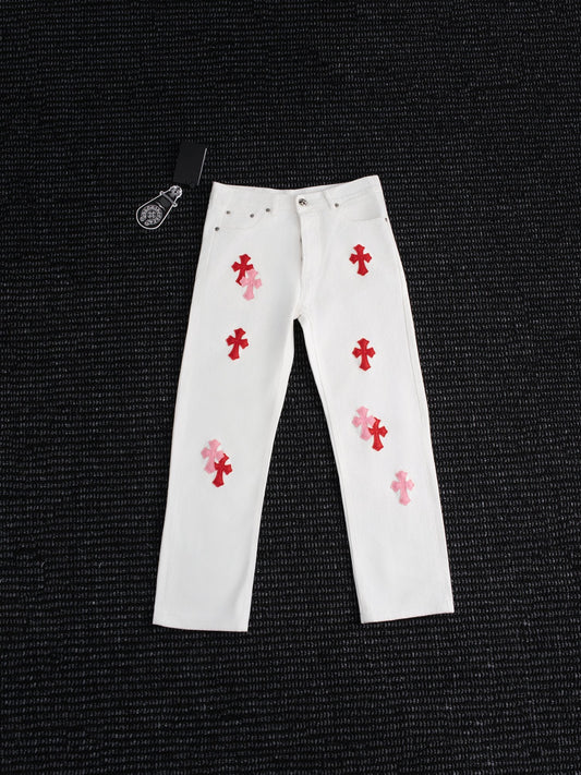 Chrome Hearts White Cross Patch Jeans — hero