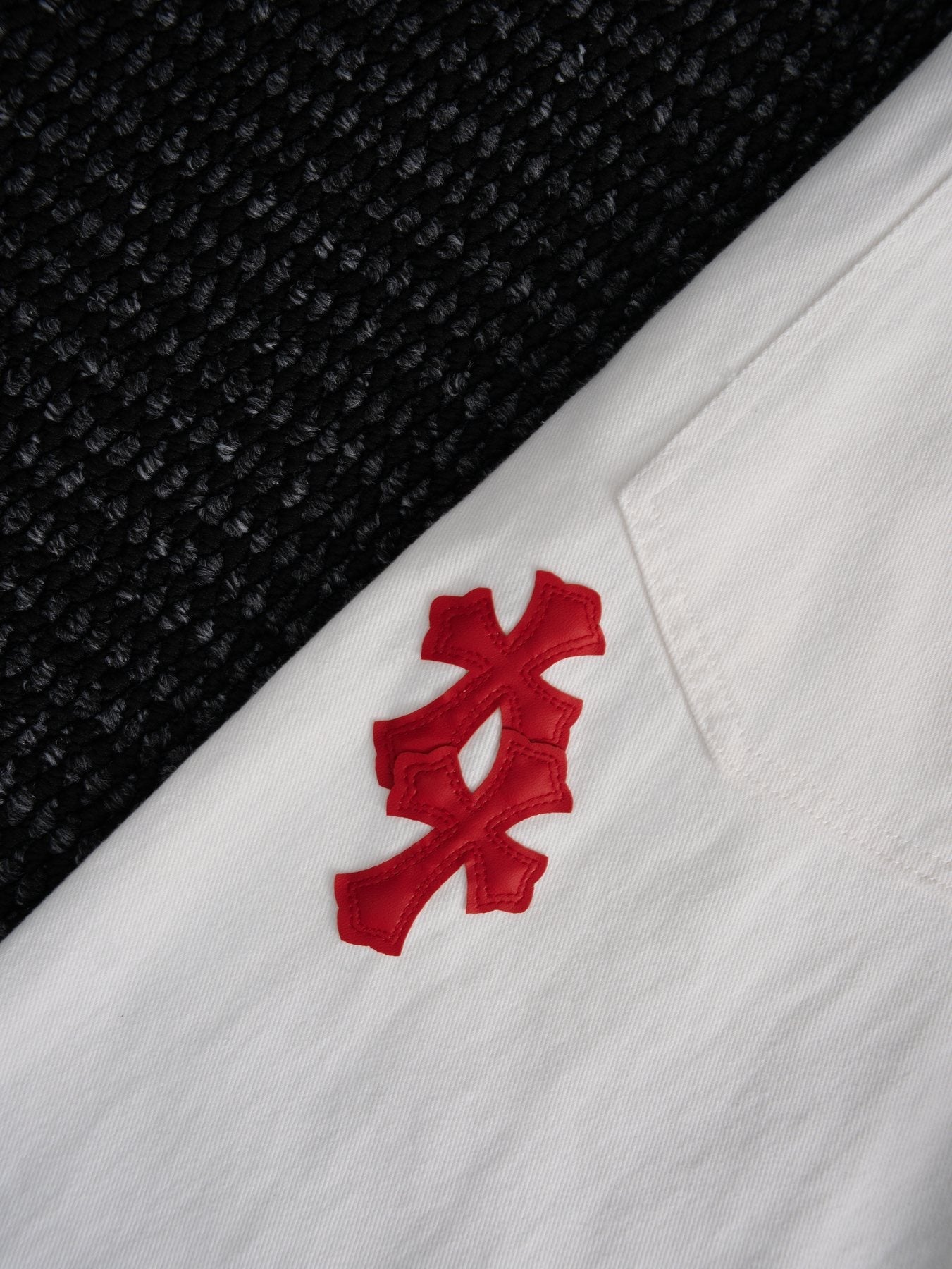 Chrome Hearts White Cross Patch Jeans — detail